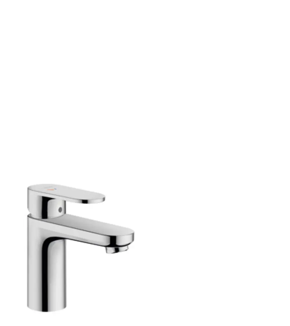 Einhebel-Waschtischmischer in Chrom von Hansgrohe mit seitlichem Hebel und Ablaufsystem. Modernes Design, geeignet für Badezimmeranwendungen.